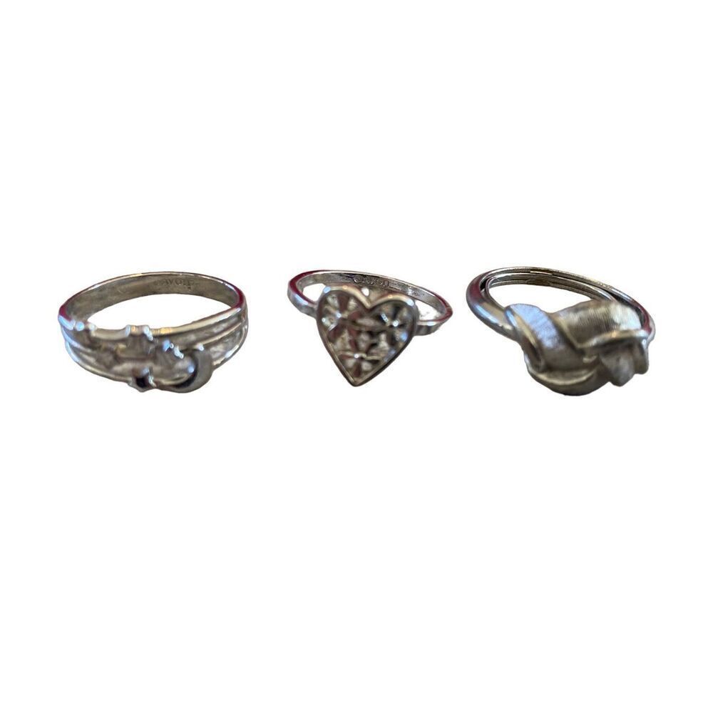 Lot of3 Vintage Rings Silver Tone Heart Moon Stars Jewelry Anniversary Love Gift